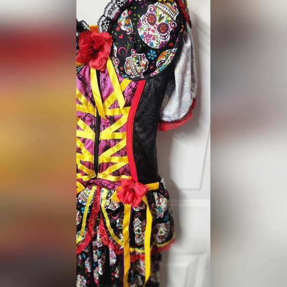 Party King Shaper Costumes Day of the Dead Dress Sz Women S Pre-Owned Muertos - Picture 2 of 7